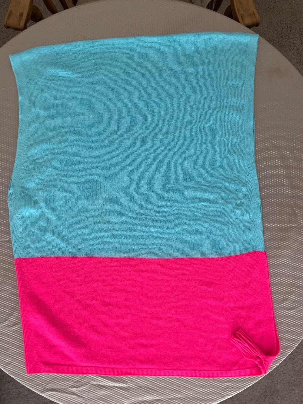 Lilly Pulitzer Aqua Pink Colorblock Tassel Poncho Wrap One Size Cotton Blend - Picture 4 of 10